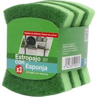 Estropajo Verde Mihogar Con Esponja 3 U - 49146