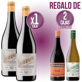 1 VALDERIVERO CRIANZA + REGALO 2 CAJAS A ESCOGER ENTRE FAUSTINO RIVERO VENDIMIA SELECCIONADA O VADER