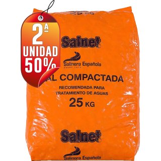 POR 1 SACO DE SAL REGEMIA PASTILLAS DE 25KG, SEGUNDA UNIDAD AL 50%.