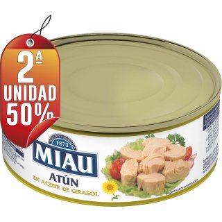 POR 1 LATA DE ATÚN MIAU GIRASOL DE 1KG, SEGUNDA UNIDAD AL 50%.