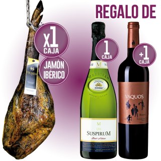 1 JAMON HICARSA IBERICO 50% CEBO + REGALO 1 CAVA MARRUGAT SUSPIRUM Y 1 VAQUOS RESERVA