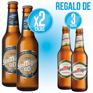 POR 2 CAJAS DE SAN MIGUEL 00 TOSTADA 1/3 RET, REGALO DE 3 SAN MIGUEL ESPECIAL 1/3 RET.