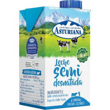 Leche Asturiana Semidesnatada Brik Con Tapón 500 Ml