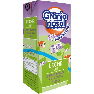 Leche Granja Riosol Sin Lactosa Semidesnatada Brik Con Tapón 1 Lt