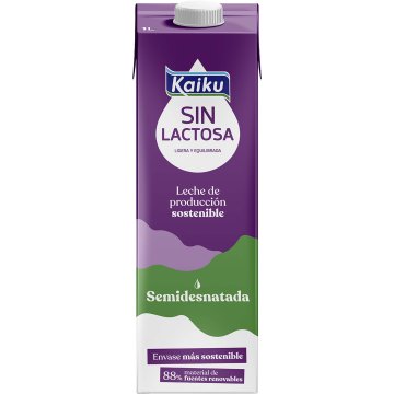 Llet Kaiku Sense Lactosa Semidescremada Brik 1 Lt