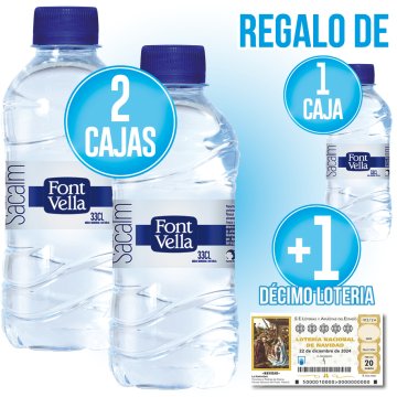 PER 2 CAIXES DE FONT VELLA DE 33CL, REGAL D'UNA ALTRA CAIXA I UN DÈCNIM DE LOTERIA.