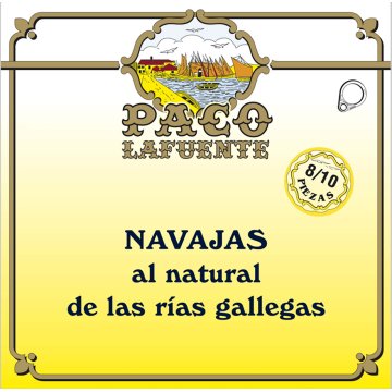 Navajas Paco Lafuente Rías Gallegas Al Natural 8/10 Lata Ro 120 Gr