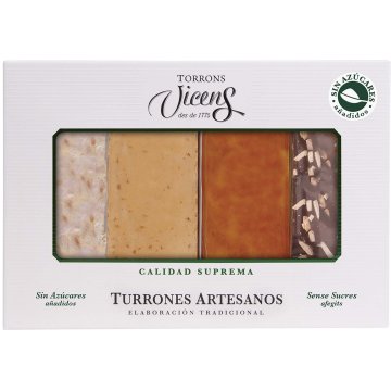 Turrón Vicens Duro+blando+yema+choco Sin Azúcar Estuche 80 Gr