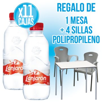 PER 11 CAIXES DE LANJARON DE 33CL, REGAL D'UNA TAULA I 4 CADIRES.