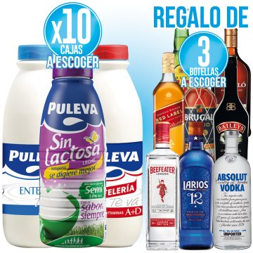 10 CAJAS DE LECHE + REGALO 3 BOTELLAS LICOR A ESCOGER