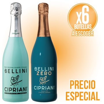 POR 6 BOTELLAS DE BELLINI CIPRIANI O ZERO, PRECIO ESPECIAL.