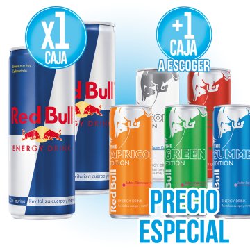 POR 1 CAJA DE RED BULL Y 1 CAJA DE RED BULL SABORES, PRECIO ESPECIAL.