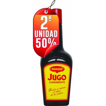 POR 1 BOTE DE JUGO MAGGI DE LITRO, SEGUNDA UNIDAD AL 50%.