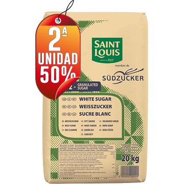 PER 1 SAC DE SUCRE SUDZUCKER DE 20KG, SEGONA UNITAT AL 50%.