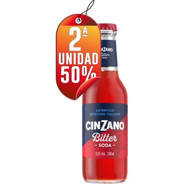 POR 1 CAJA DE BITTER SODA CINZANO DE 20CL, SEGUNDA CAJA AL 50%.