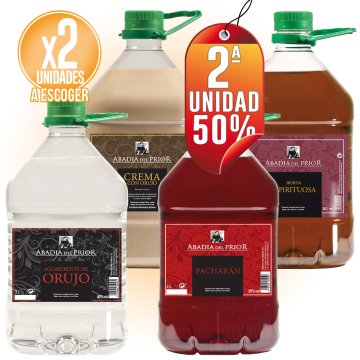 POR 2 LICORES A ELEGIR DE ABADIA DEL PRIOR, SEGUNDA UNIDAD A 50%.