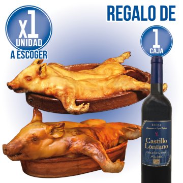 POR 1 COCHINILLO A ELEGIR, REGALO DE 1 CAJA DE CASTILLO LONTANO CRIANZA.