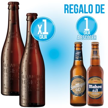 POR 1 CAJA DE ALHAMBRA RESERVA ROJA 1/3SR, REGALO DE 1 SAN MIGUEL 00 TOSTADA 1/3 RET O 1 MAHOU 00 TO