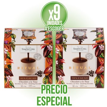 POR 9 UNIDADES A ELEGIR DE CHOCOLATE A LA TAZA SIMON COLL RITUAL, PRECIO ESPECIAL.