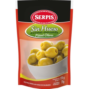 Aceitunas Serpis Manzanilla Sin Hueso Verdes 100 Gr Doy Pack