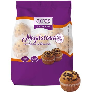 Magdalenas Airos Con Pepitas De Chocolate Sin Gluten 210 Gr 6 U