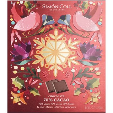 Napolitanas Simón Coll Navidad Chocolate 70% Cacao Estuche 12 U