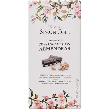 Chocolate Simón Coll 70 % Cacao Almendras 100 Gr