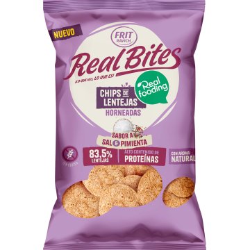 Chips Lentejas Frit Ravich Real Bites Pimienta Y Sal Bolsa 80 Gr