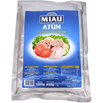 Atún Listado Miau En Aceite De Girasol 70/30 Bolsa 1 Kg