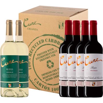 Vino Cune Tinto Crianza 14º 75 Cl 4 Botellas + 2 Bot Cune Rueda Verdejo S/c